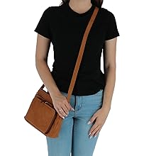 Women''s Leather Shoulder Bag Purse with Side Organizer