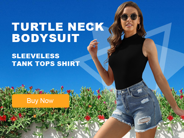 womens turtle neck sleeveless bodysuit