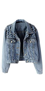 Oversized Pearls Denim Jacket