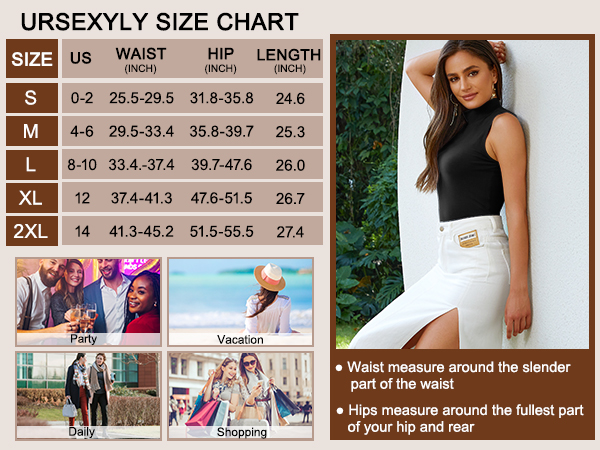 Bodysuit Tops Size Chart 