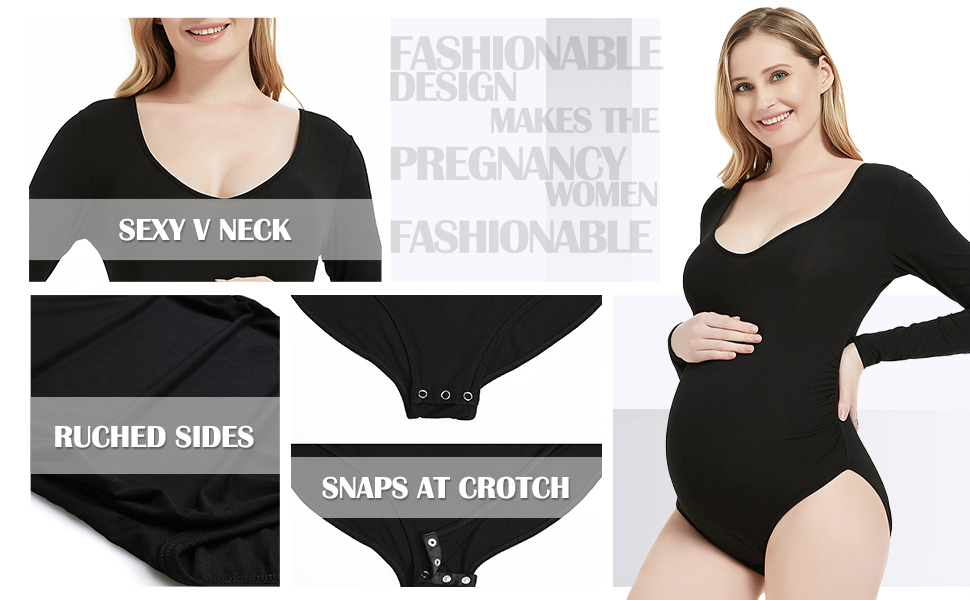 V neck Maternity Bodysuit