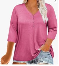 Womens Casual Plus Size 3 4 Sleeve T-Shirts 