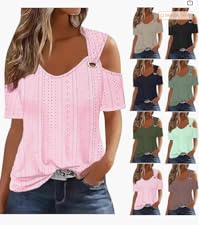 Women''s Summer Short Sleeve Off Shoulder Tops 