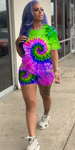 women tie dye 2 pieces outfits