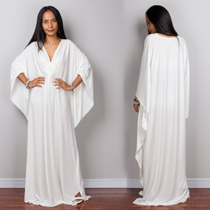 white kaftan dress