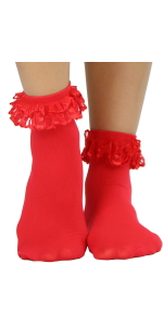 floral lace opaque anklet socks