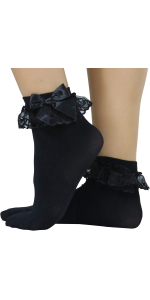 ruffle lace socks with satin bow