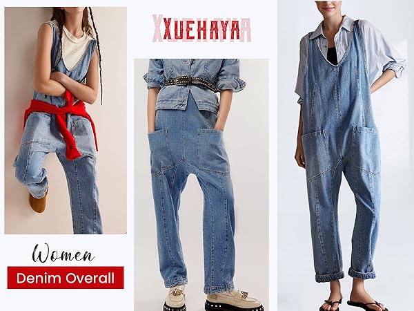 Xuehaya Adjustable Straps Jean Overalls for Different Colors