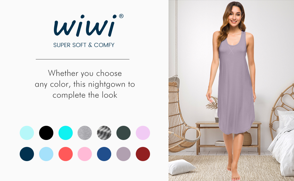 wiwi soft nightgowns sleeveless racerback pajamas chemise nightgown plus size sleepshirts 