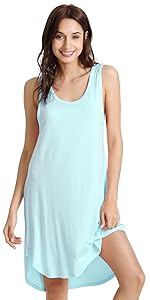 WiWi Viscose from Bamboo Nightgowns for Women Soft Sleeveless Tank Sleep Shirts