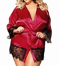 red sexy sleepwear short silk satin robe lingerie set for women short