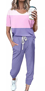 Two Piece Outfits for women,Summer Sets Crewneck Pullover Tops And Pants Sweatsuits