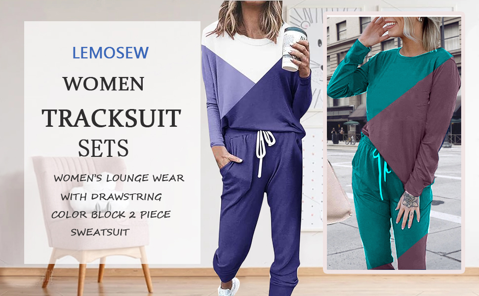 Two Piece Outfits for women,Summer Sets Crewneck Pullover Tops And Pants Sweatsuits Lounge Set 