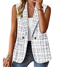 Sleeveless tweed blazer