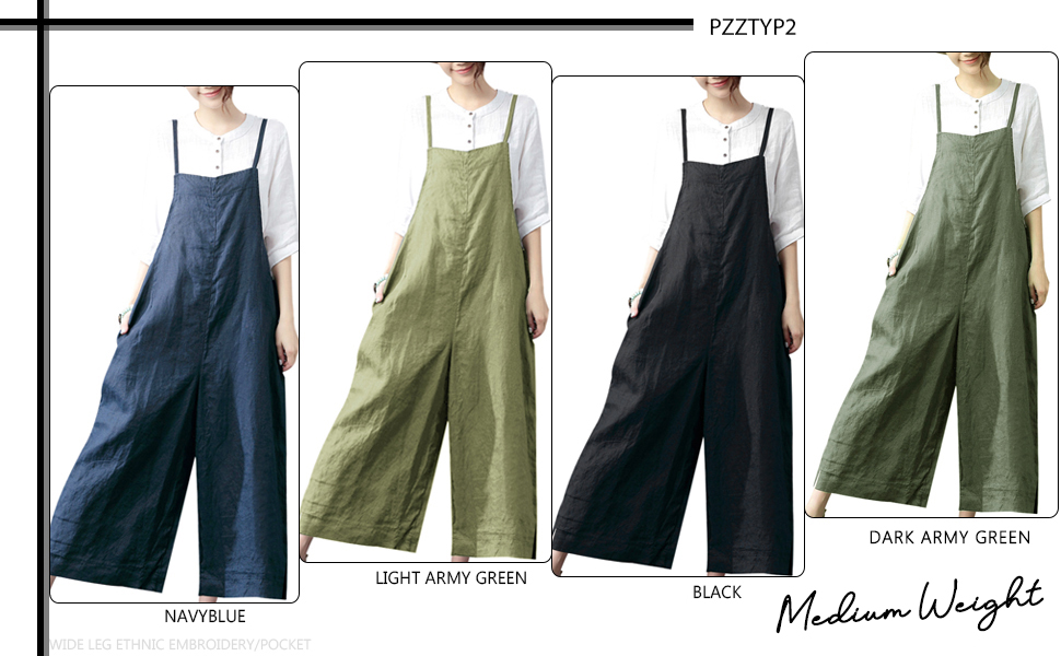 YESNO Women Long Casual Loose Bib Pants Overalls PZZ