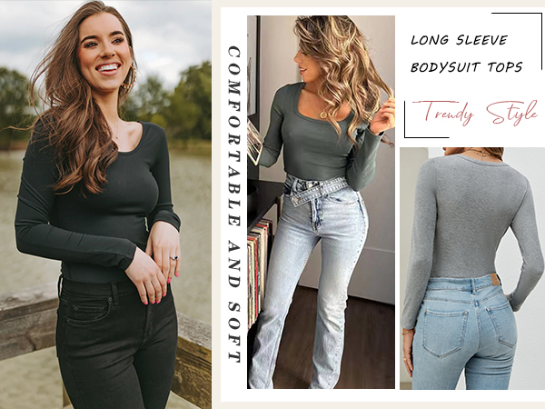 Long Sleeve Bodysuit Tops