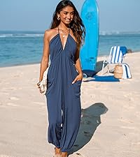 navy blue plunging v neck maxi jumpsuit