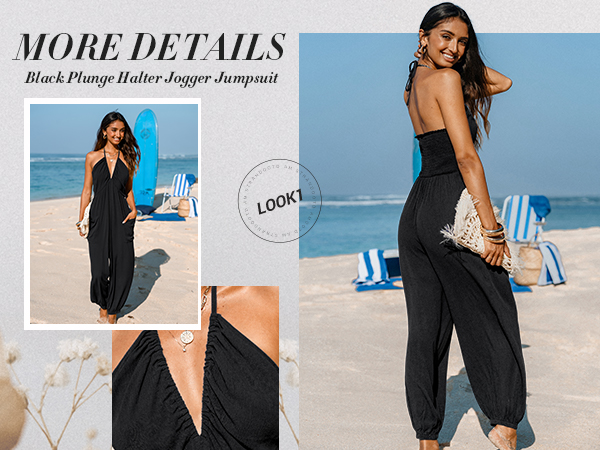 V neck halter jumpsuit