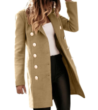 Trench Coat for Women 2023 Women Winter Coats, Women''s Long Sleeve Slim Fit Warm Wool Blend Pea Coat