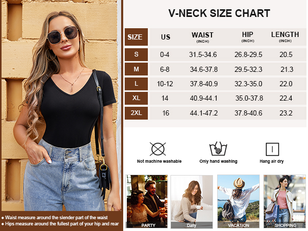 V Neck Bodysuit Size Chart