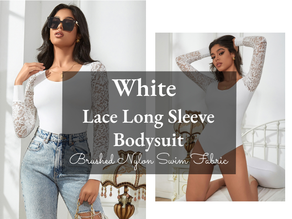 white lace long sleeve bodysuit