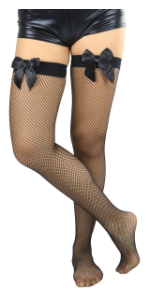 fine fishnet fishnets thigh high stockings with satin bow