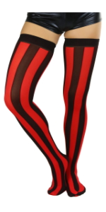 wide vertical stripes striped thigh high stockings