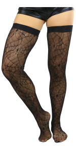 sheer spider web thigh high stockings