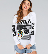 NASA Letter Tops Sweatshirt