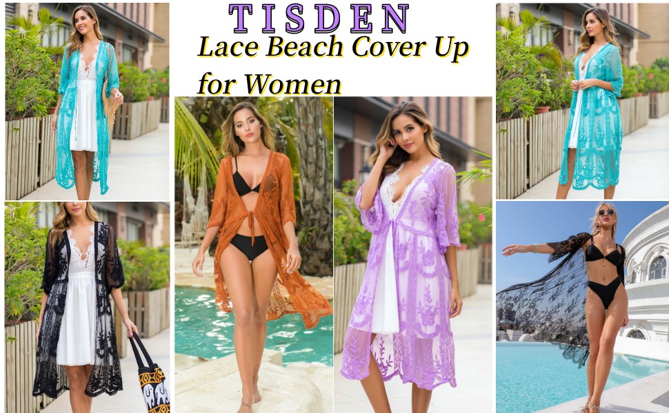 kimonos for women boho lace cardigan for women lace cover up kimono swimsuit cover ups for women 