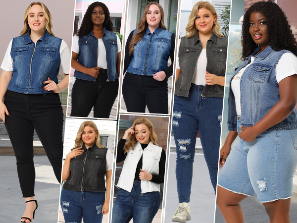 Plus Size Denim Vests