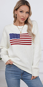 Allifewithu american flag pullover sweaters for women