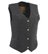 Milwaukee leather apparel denim cotton ladies women girl woman vest sleeveless motorcycle riding