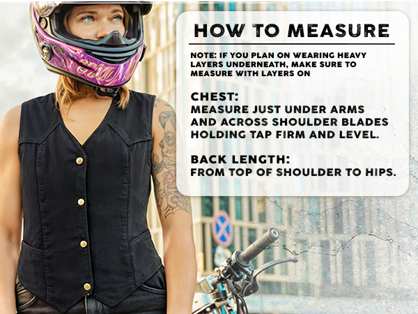 Milwaukee leather apparel denim cotton ladies women girl woman vest sleeveless motorcycle riding 