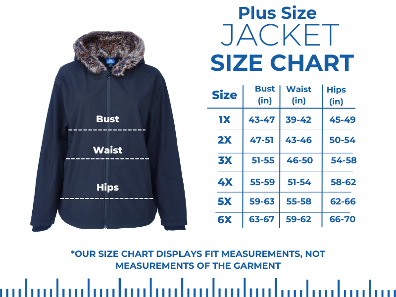 Plus size jacket size chart