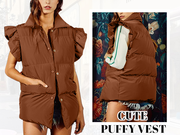 brown puffy vest