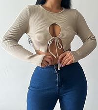 knitted keyhole long sleeve top