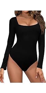 Square Neck Long Seleeve Bodysuits