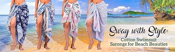 100% Cotton Swimsuit Beach Sarong Cover Ups for Women Swimwear