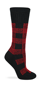 buffalo plaid crew merino wool socks