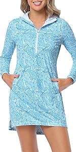 womens long sleeve beach cover up dress upf 50 sun protection