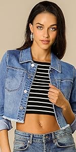 B07YD1QL6Z Cropped Denim Jacket