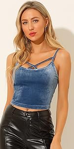 B098WP9V3W Velvet Crop Tank Top