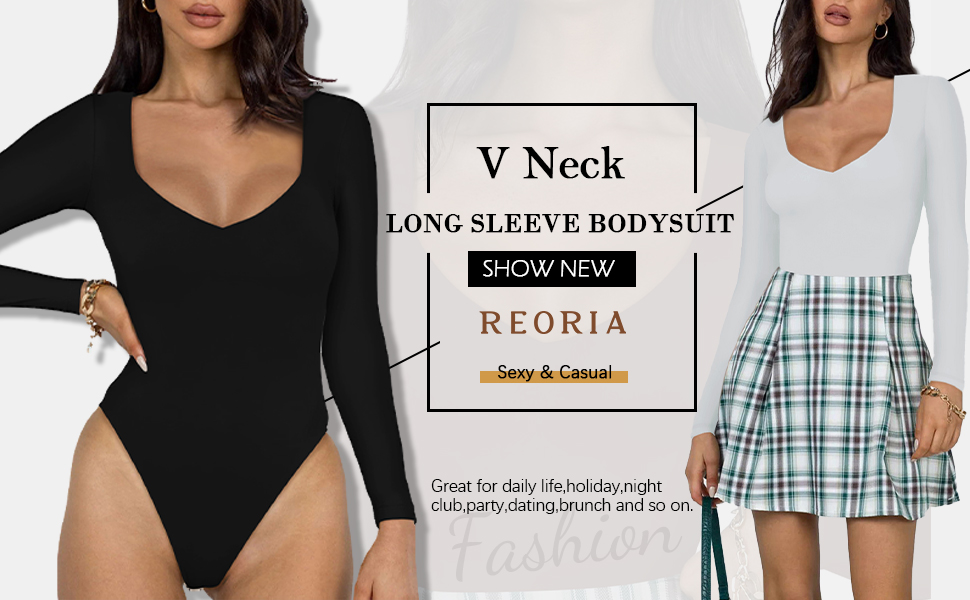 bodysuits for women,long sleeve bodysuit for women,sexy tops for women,womens bodysuit,reoria