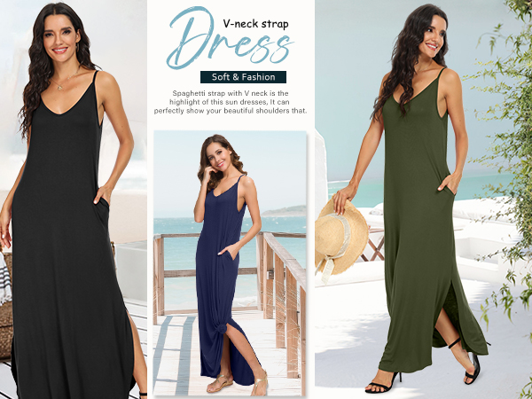 maxi beach dress color map of Solid Color