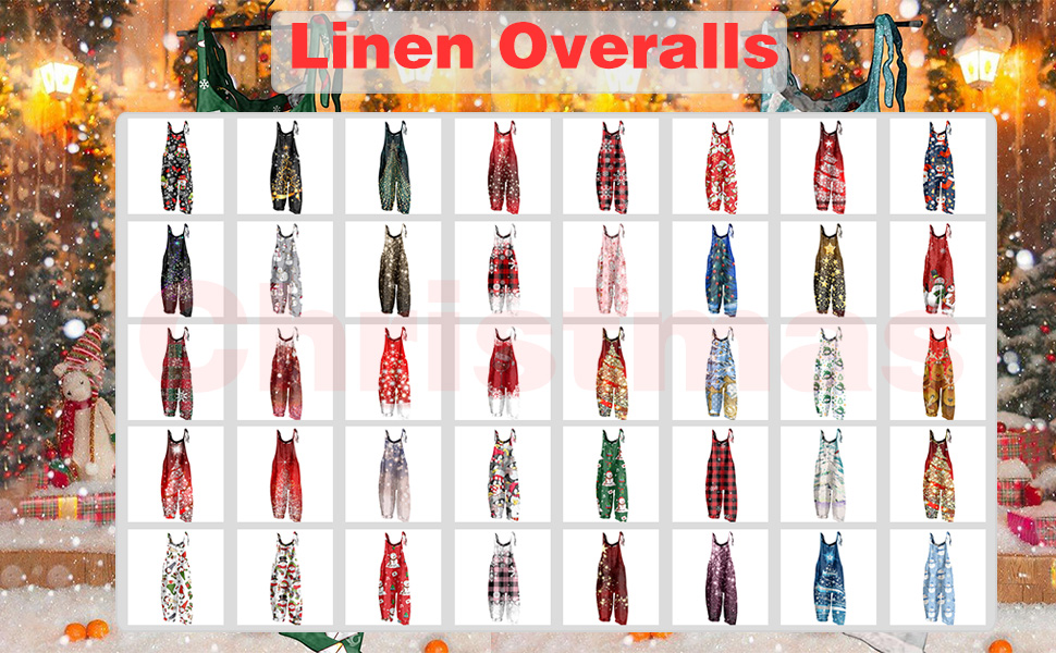 Christmas Linen Overalls for Women