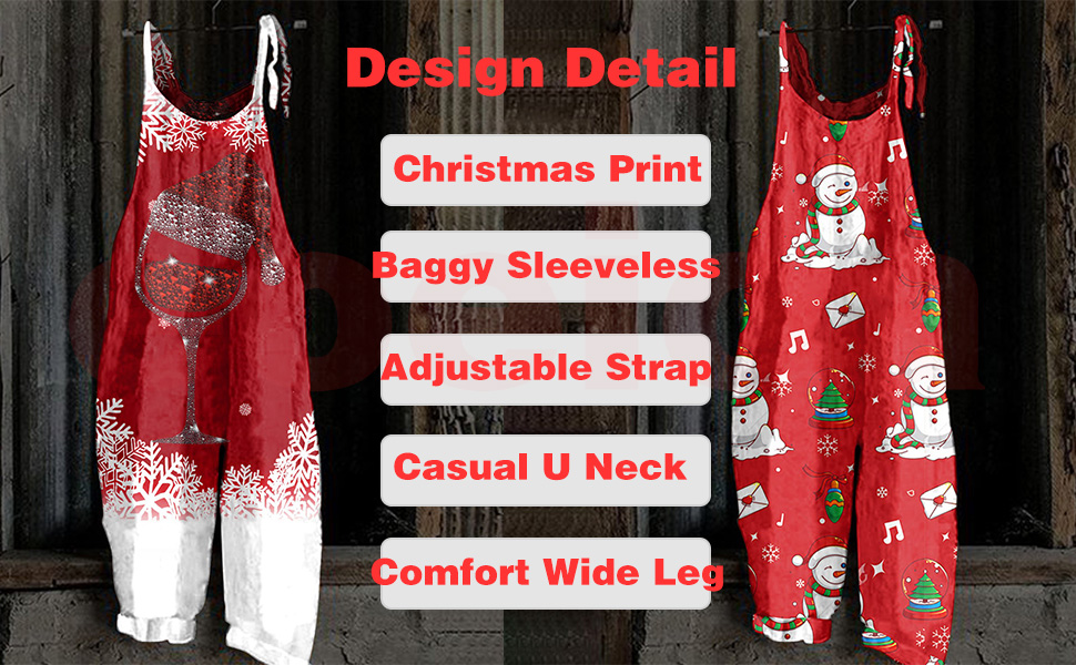 Christmas Linen Overalls for Women