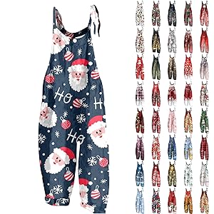 Christmas Linen Overalls for Women