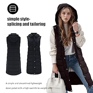 Long puffer vest women