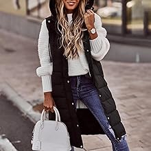 Long Puffer Vest with Hood